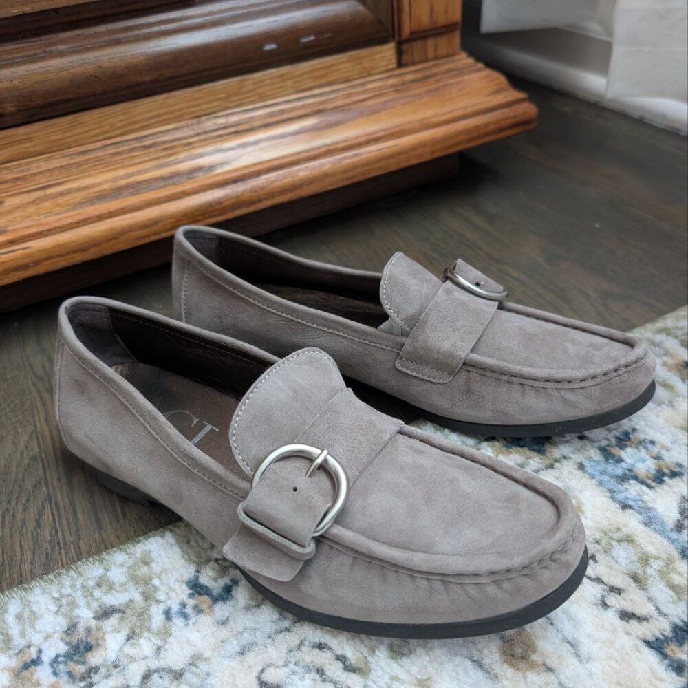 AGL Attilio Giusti Leombruni Suede Buckle Loafer Size EU 39/US 8,5 Made in Italy